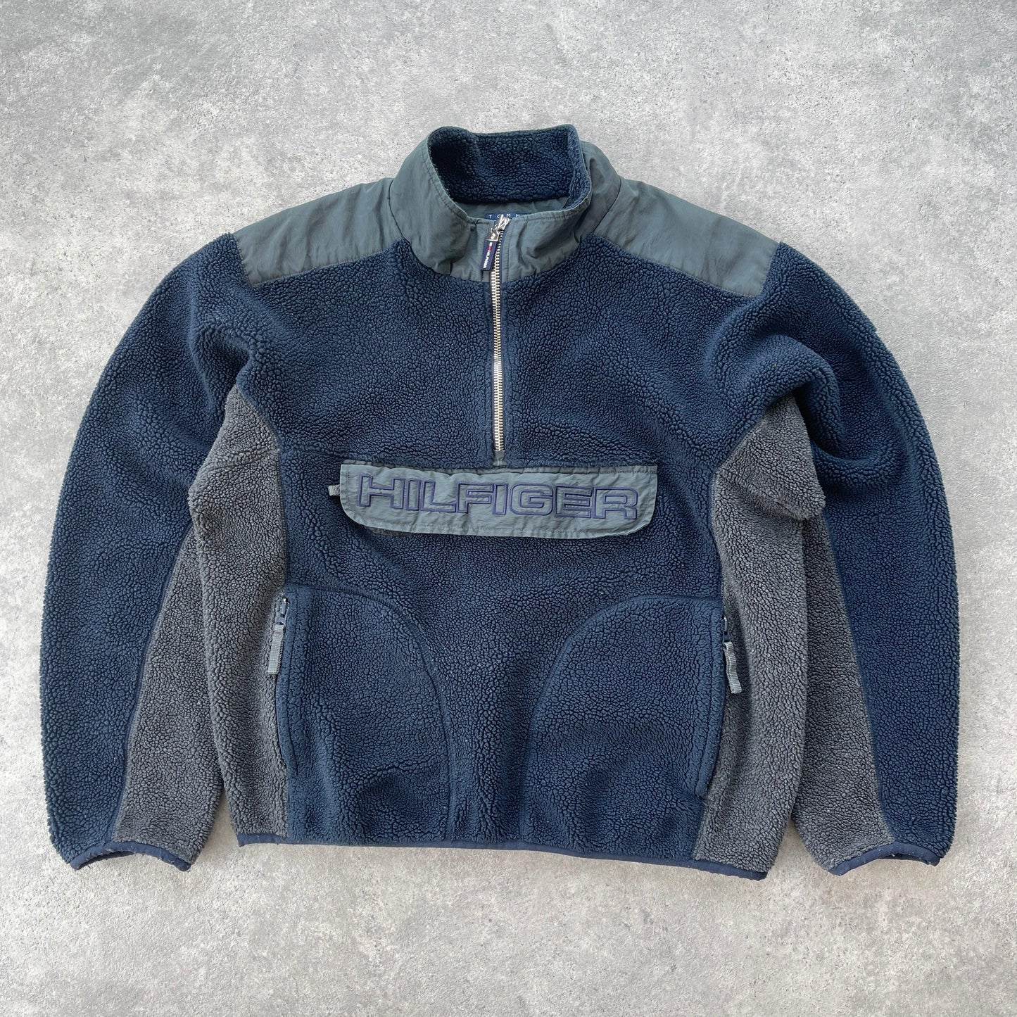 Tommy Hilfiger RARE 1990s 1/4 zip technical sherpa fleece jacket (XL) - Known Source