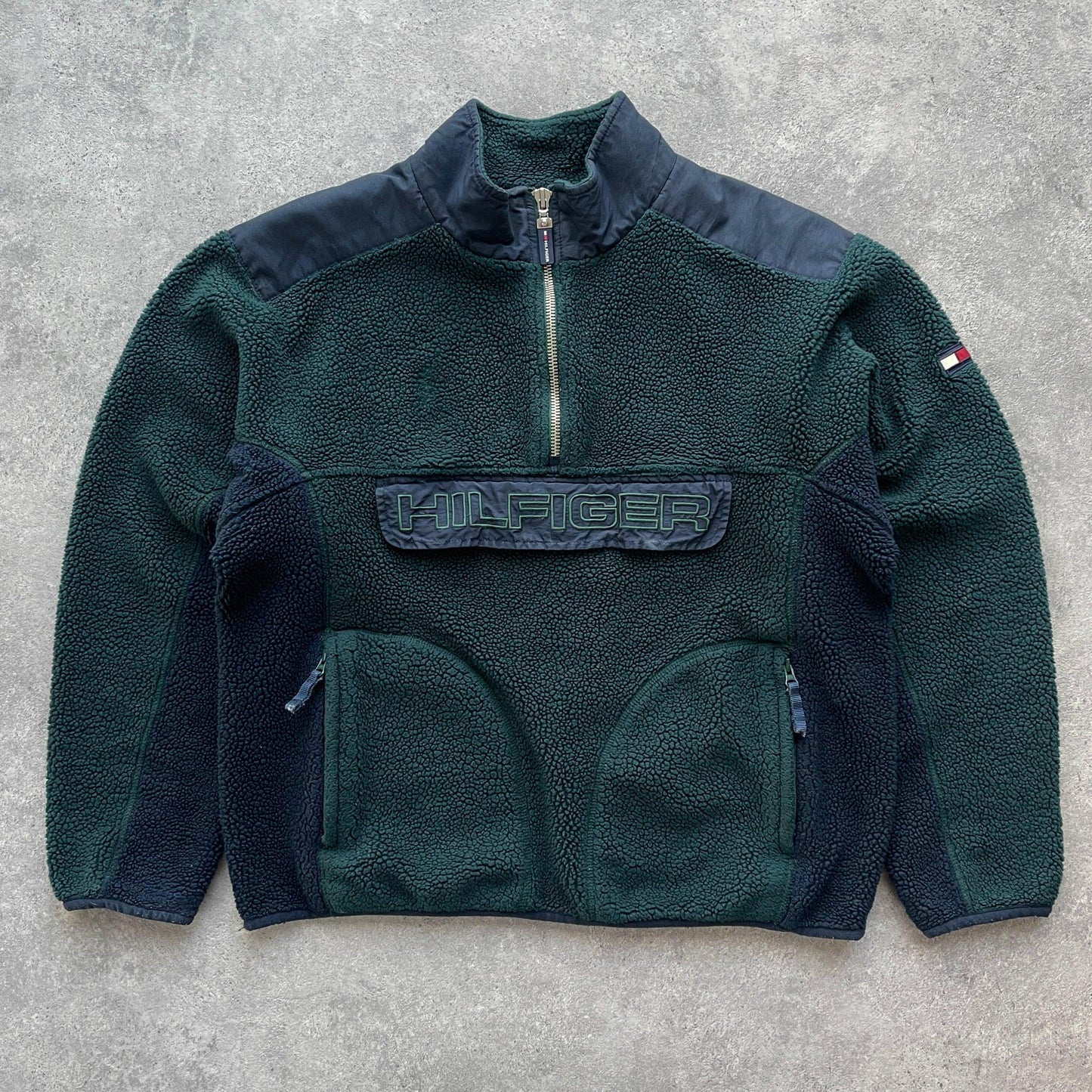 Tommy Hilfiger RARE 1990s 1/4 zip technical sherpa fleece jacket (XL) - Known Source