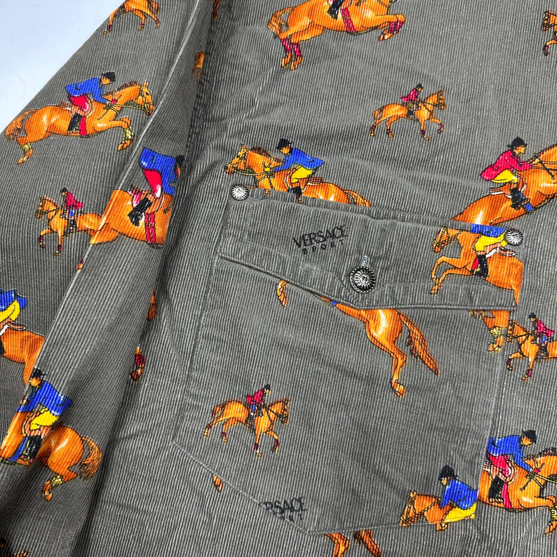 Versace Sport 90’s Corduroy Horses Double Pocket Shirt - L - Known Source