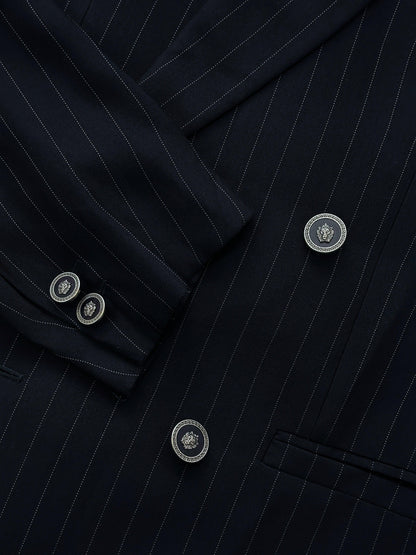 Versace Wool Pinstripe Double Breasted Suit - 44L/W34 - Known Source
