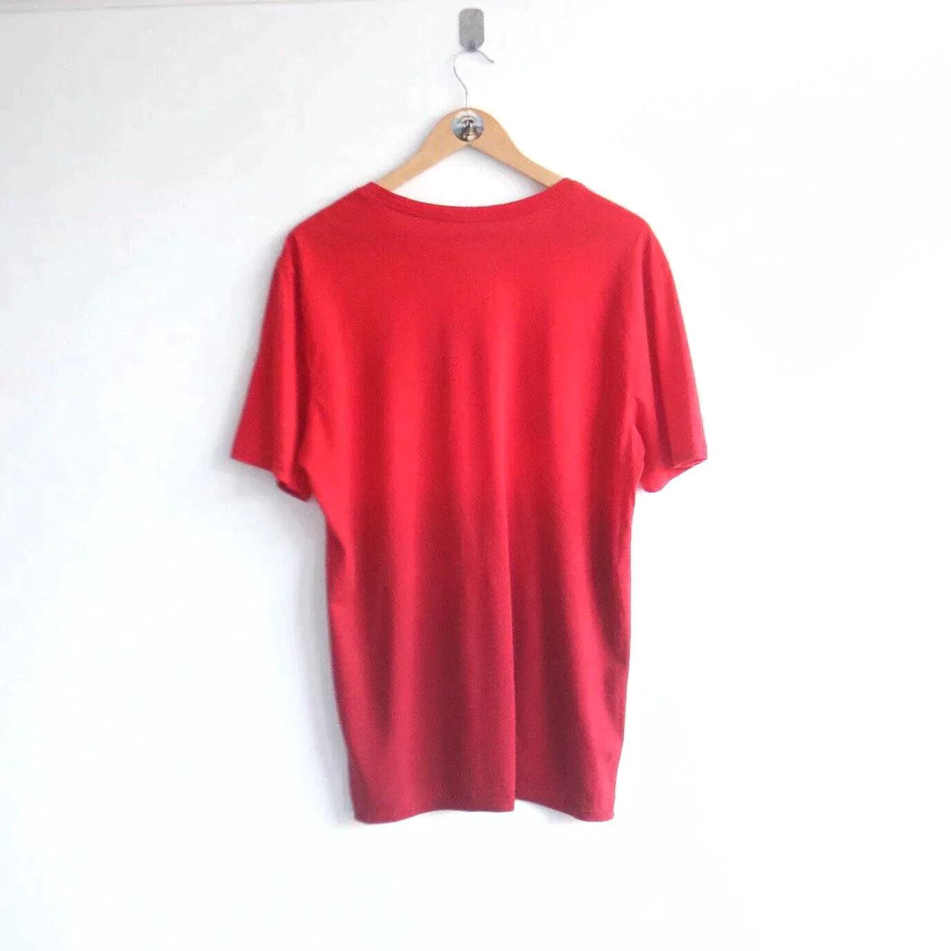 Vintage 90s Nike Spellout Two Tone Red Tee (L) (L) - Known Source