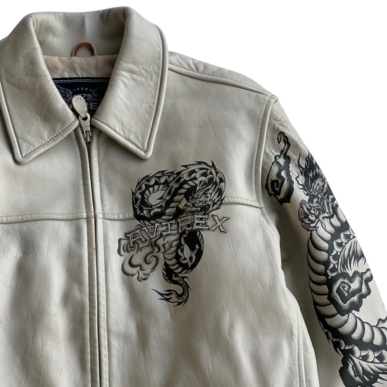 Vintage Avirex Leather jacket with hand painted dragon details, Limited Edition 1 of 36 - Known Source