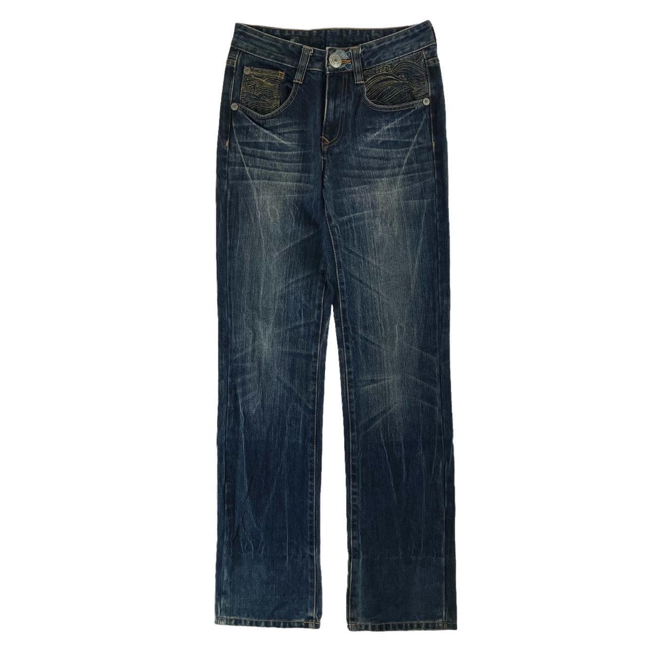 Vintage Big train waves Japanese denim jeans trousers W26 - Known Source
