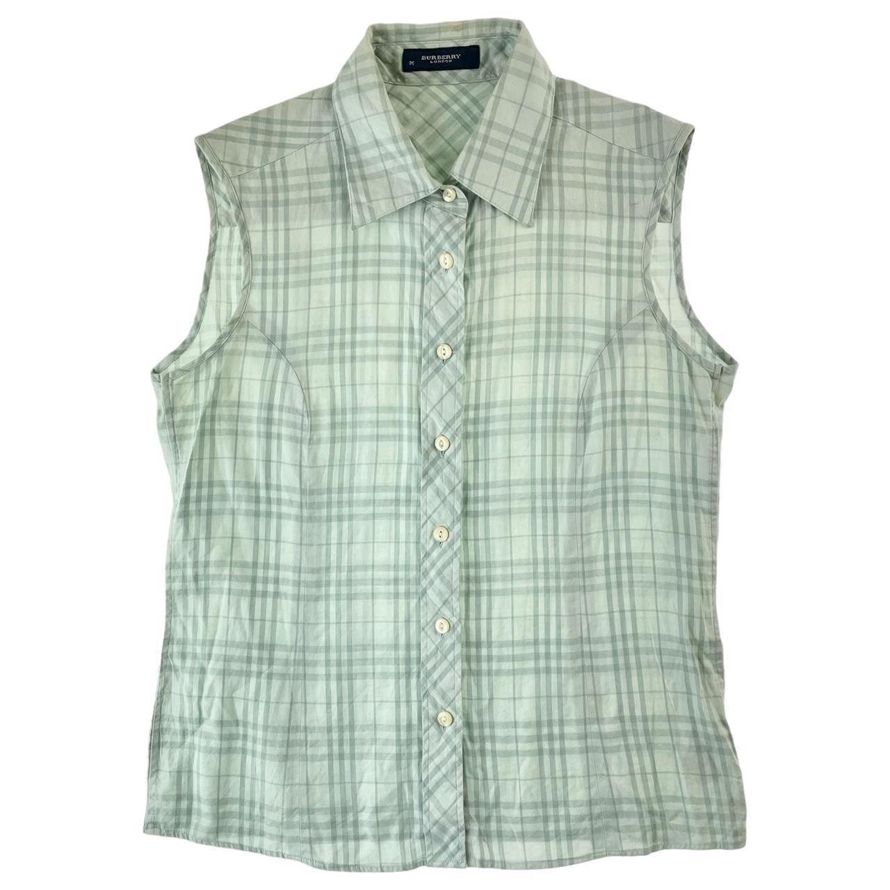 Vintage Burberry nova check button vest shirt woman’s size M - Known Source