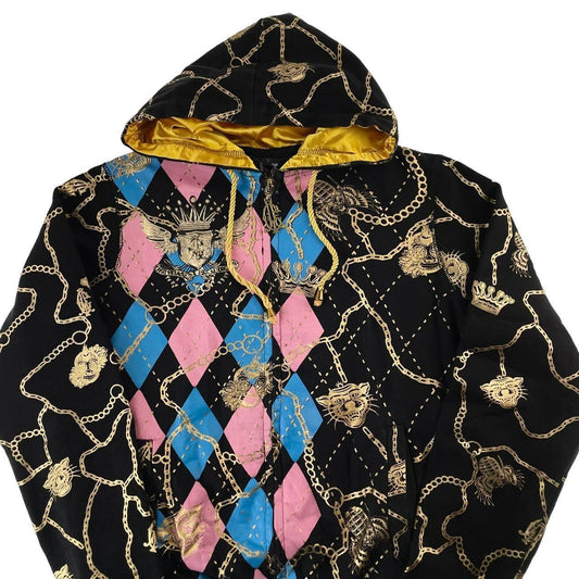 Vintage Christian Audigier chain all over print zip hoodie size M - Known Source