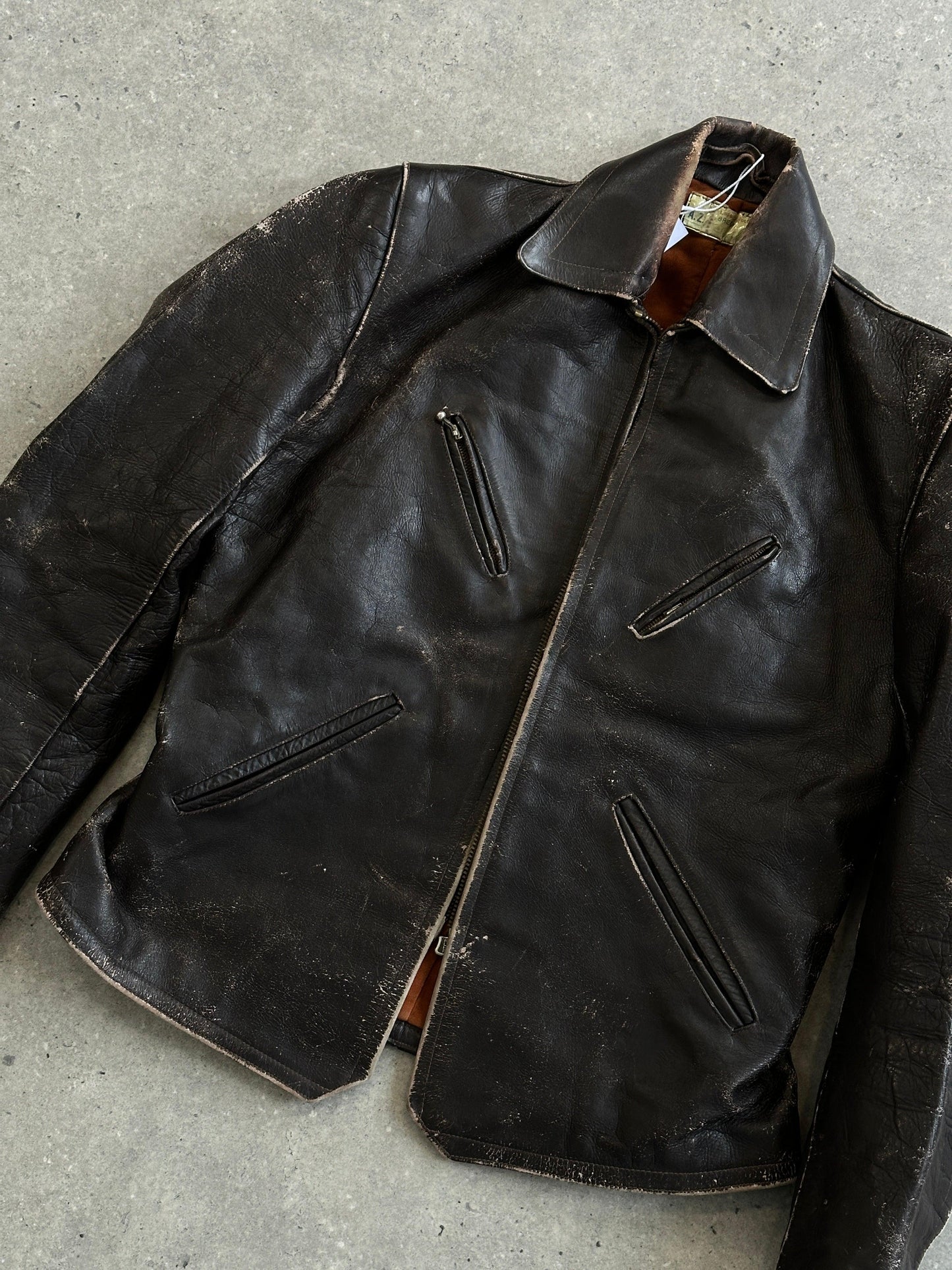 Vintage Distressed Structured Leather Jacket - S/M - Known Source