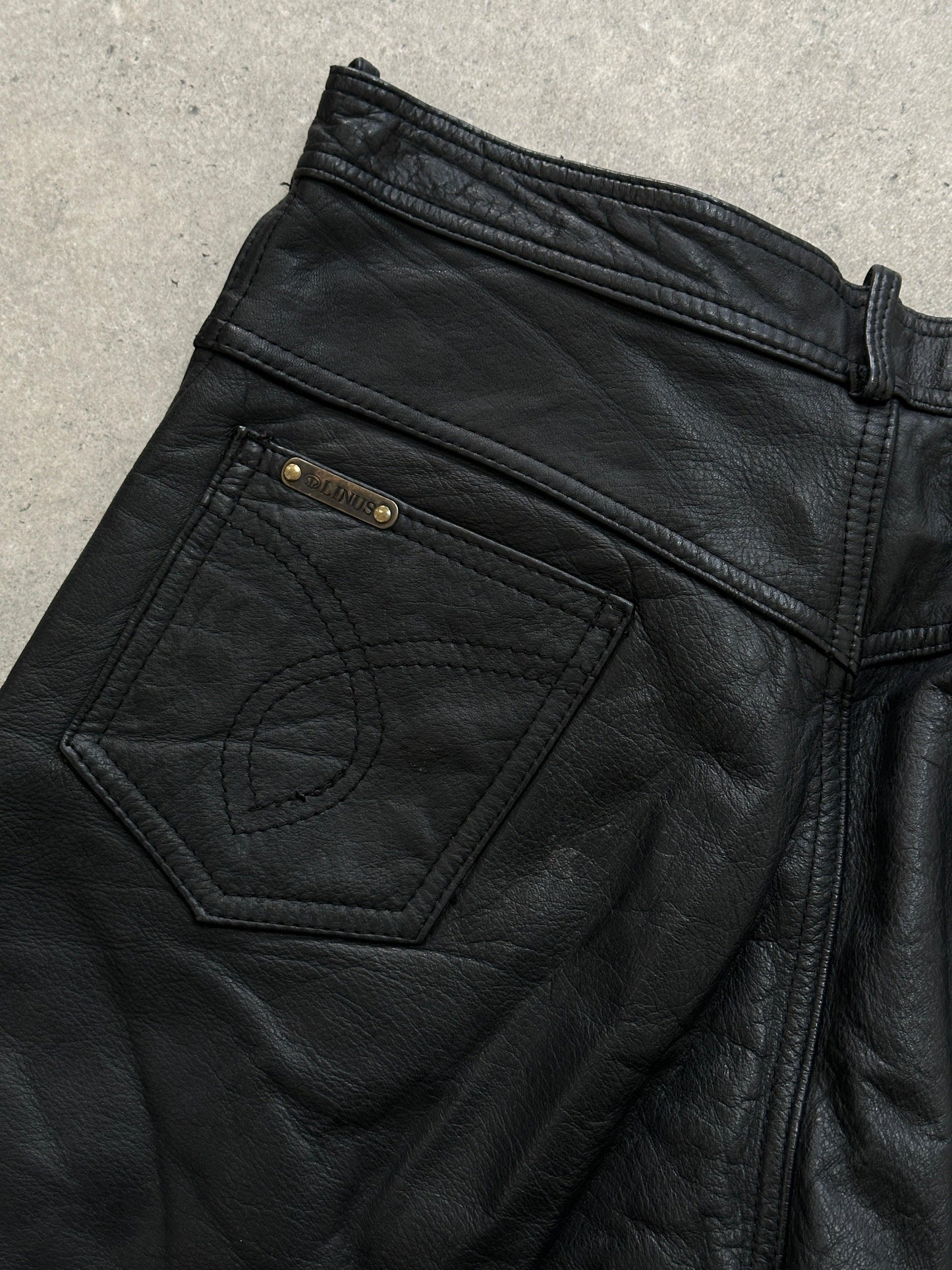 Vintage High Waisted Leather Trousers - W28 - Known Source