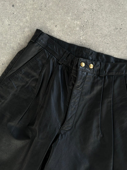 Vintage Leather Straight Leg Trousers - W26 - Known Source