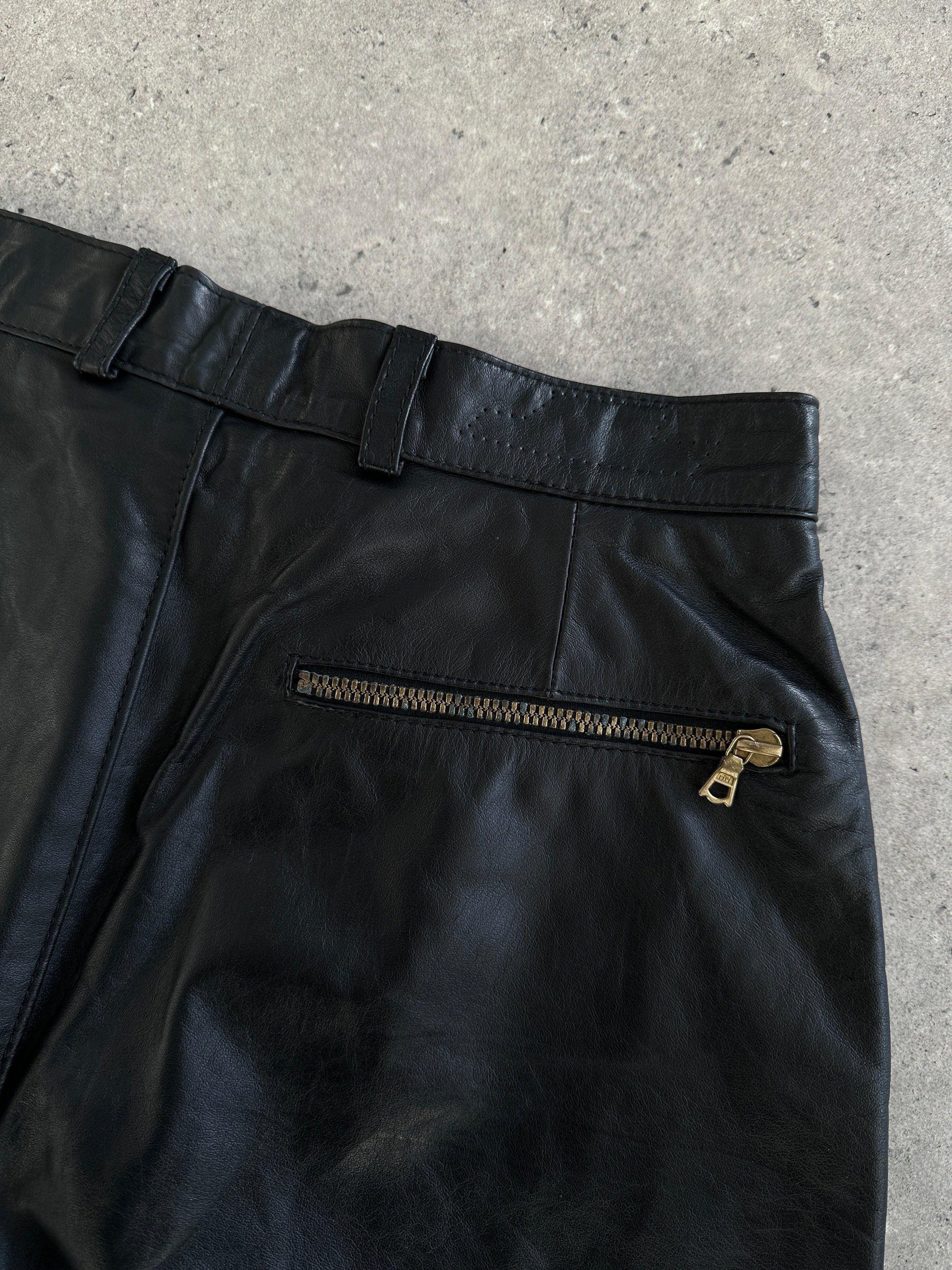 Vintage Leather Straight Leg Trousers - W26 - Known Source