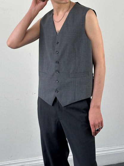 Vintage Pure Wool Tailored Waistcoat - L/XL - Known Source