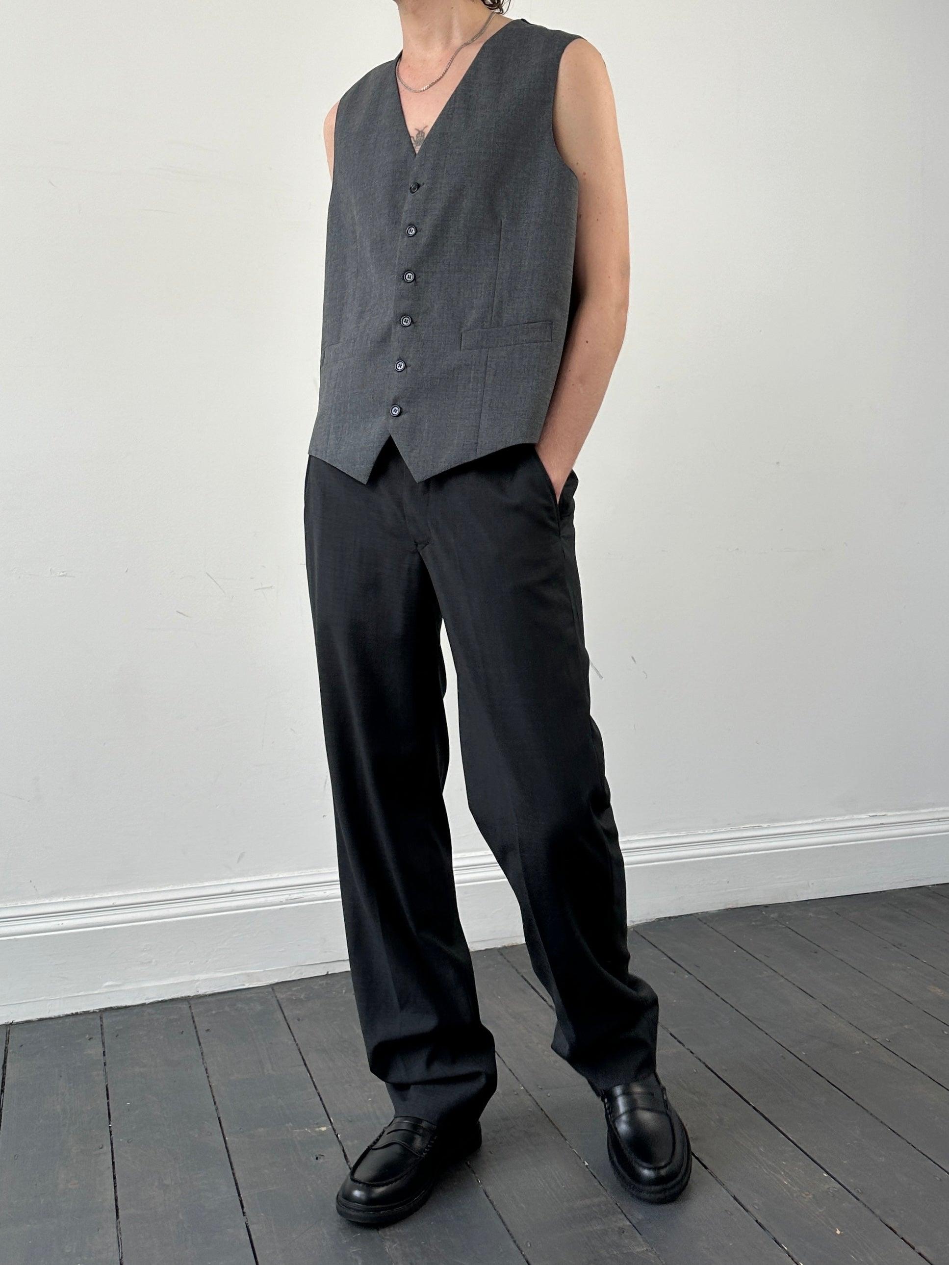 Vintage Pure Wool Tailored Waistcoat - L/XL - Known Source
