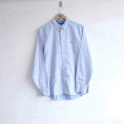 Vintage Tommy Hilfiger Chambray Flag Embroidery Shirt (M) (M) - Known Source