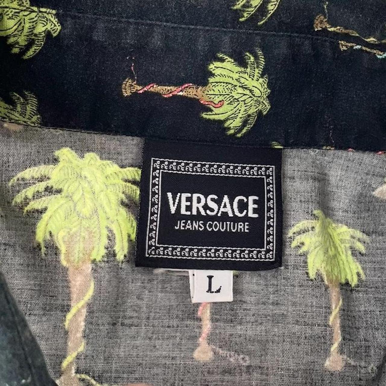Vintage Versace palm tree button shirt woman’s size L - Known Source