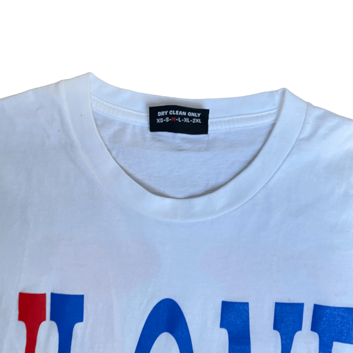 Vlone Front and back Logo Tee White Red Blue (M) - Known Source