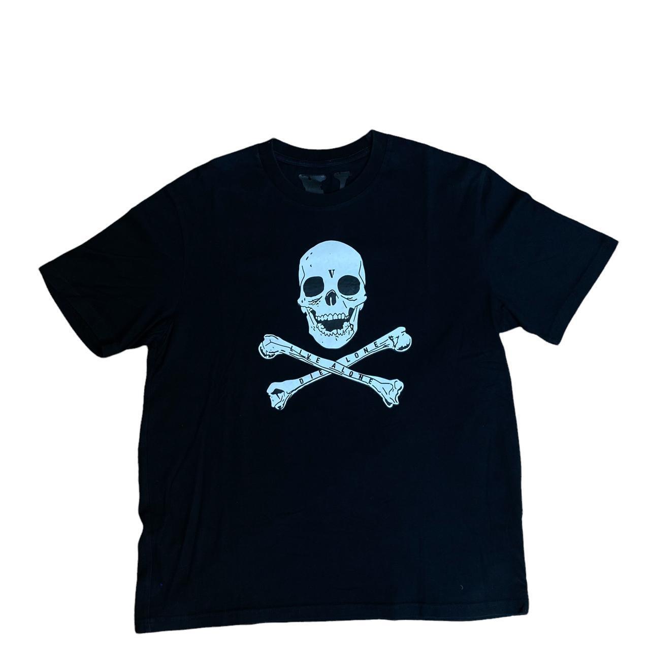 Vlone Skull And Bones A$AP Black Shirt 2024 Live Alone Die alone