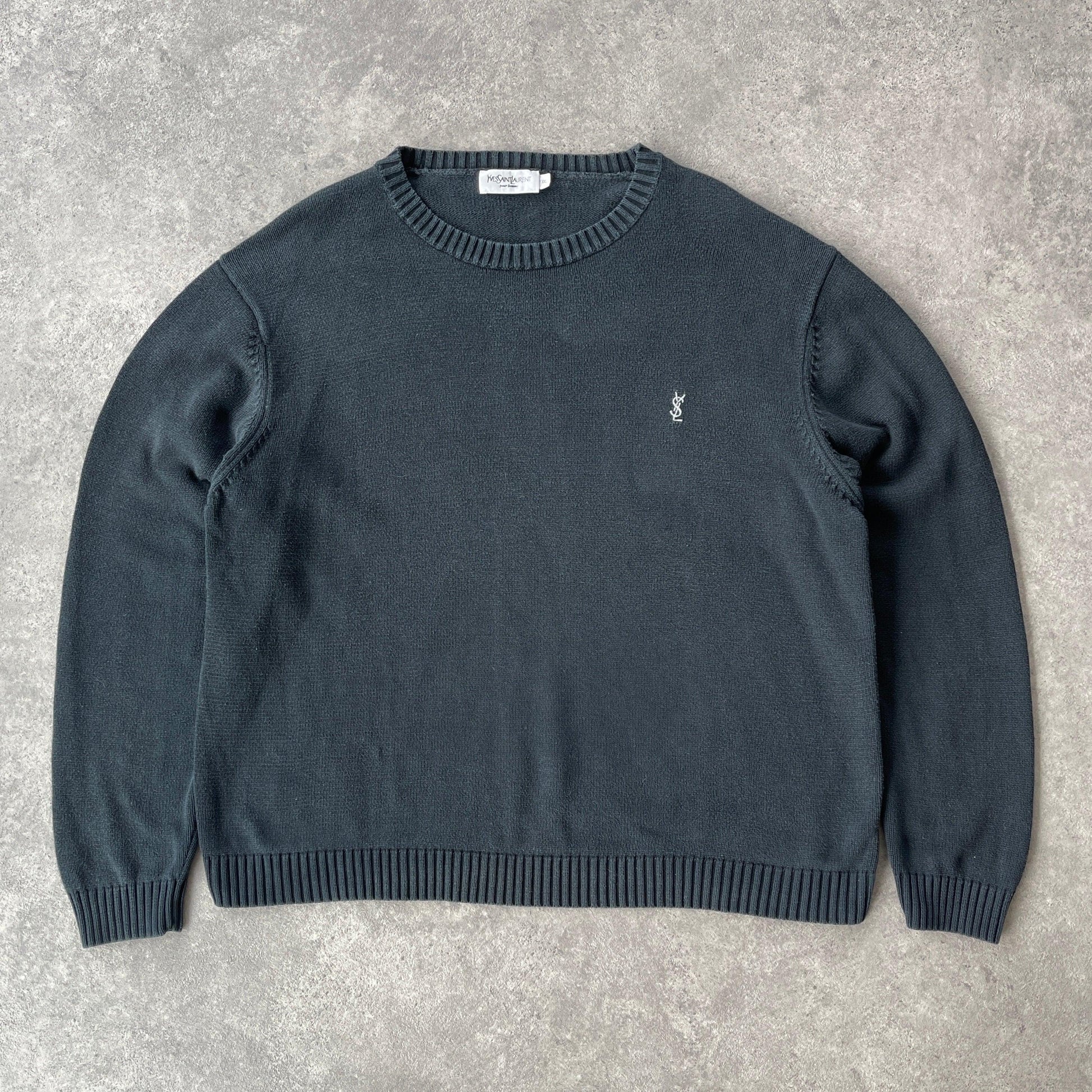 YSL 2000s heavyweight black knitted jumper (XL) - Known Source