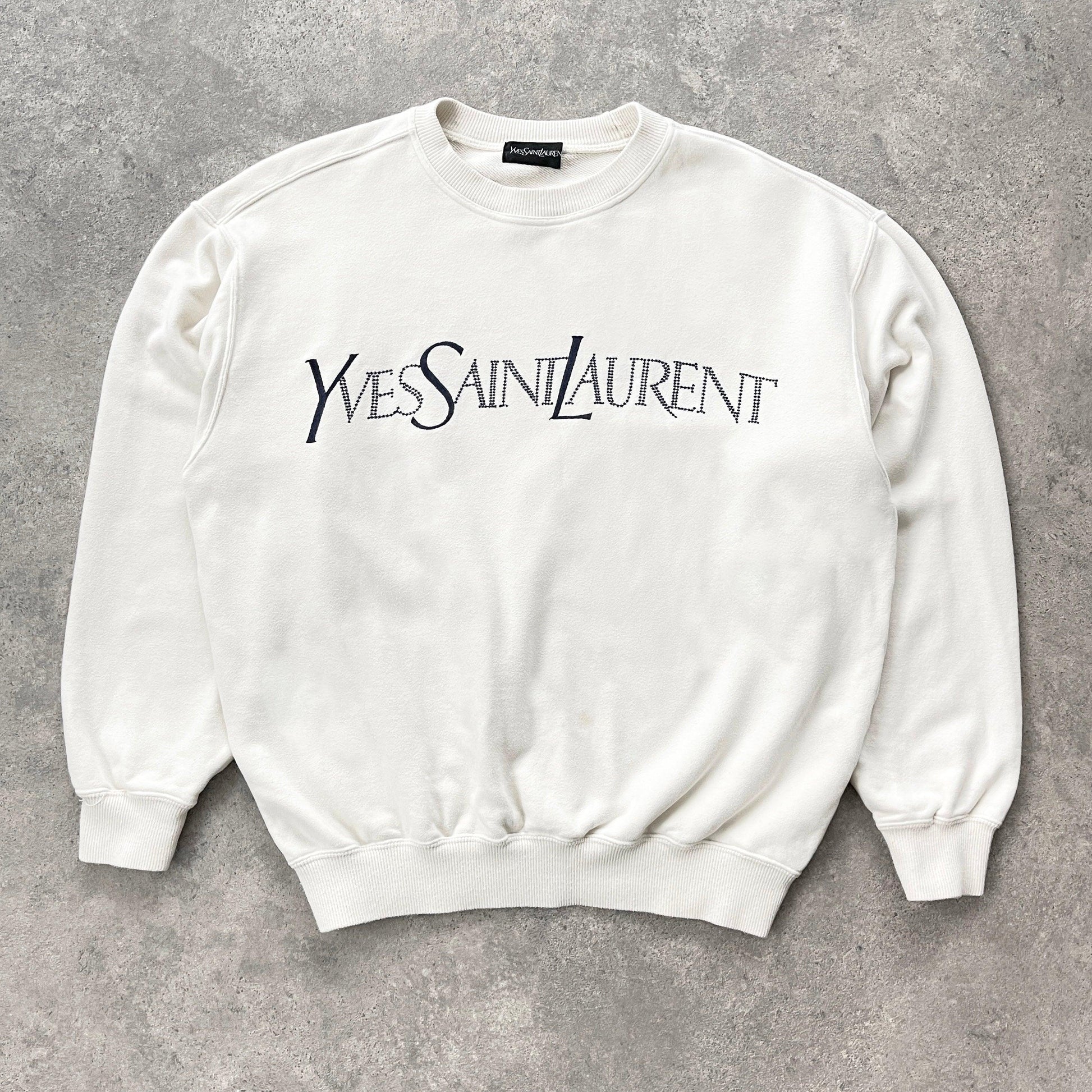 YSL RARE 1990s heavyweight embroidered sweatshirt (M) - Known Source