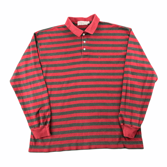 YSL Yves Saint Laurent striped rugby long sleeve polo shirt size L - Known Source