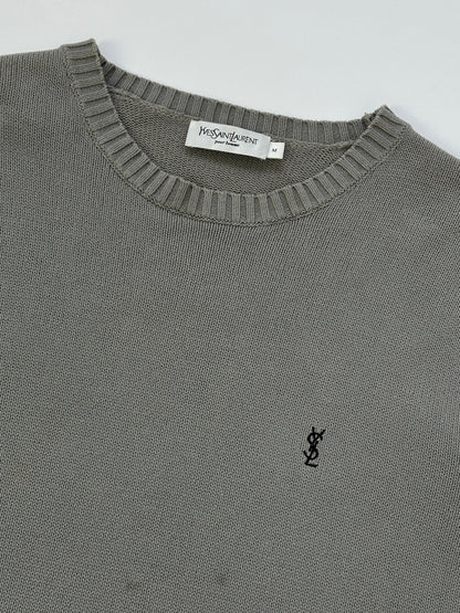 Yves Saint Laurent Knitted Cotton Logo Embroidery Jumper - Known Source